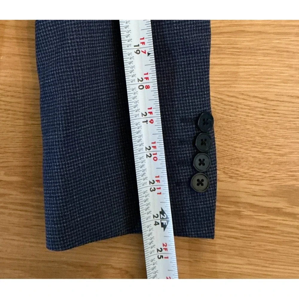 Theory Chambers Mens 36R‎ Blue Textured Micro Check 100% Virgin Wool Blazer